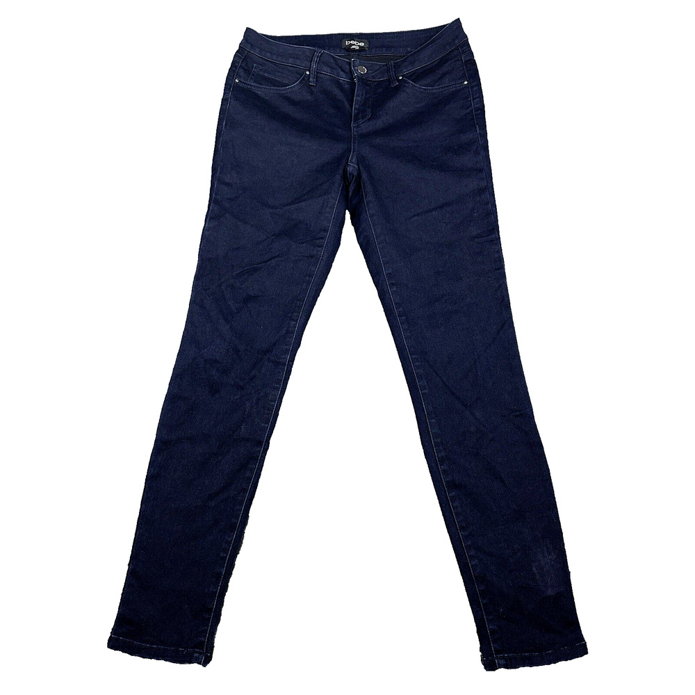 Bebe Jeans Women Size 29x28 Embellished Back Logo Skinny Stretch Dark Blue